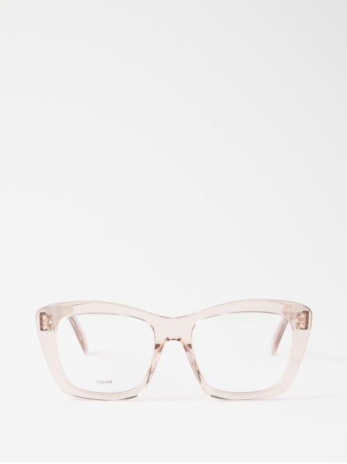 Celine Eyewear - Bold Story Square Acetate Glasses - Womens - Pale Pink