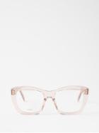 Celine Eyewear - Bold Story Square Acetate Glasses - Womens - Pale Pink