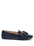 Matchesfashion.com Tod's - Gommini Crocodile Effect Leather Loafers - Womens - Navy