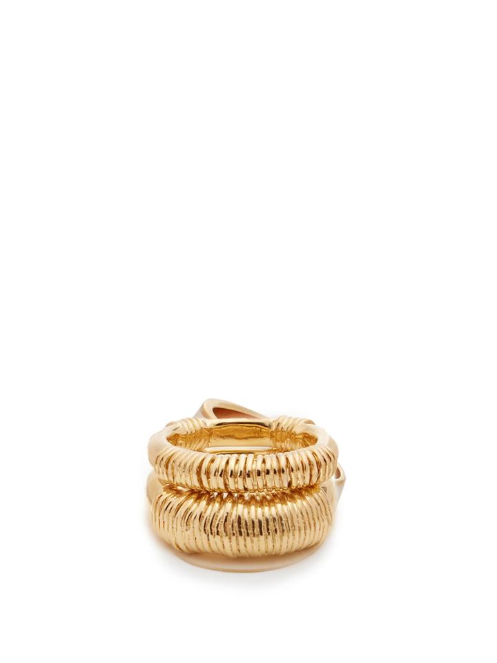 Aurélie Bidermann Alhambra Set Of Two Gold-plated Rings