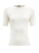 Matchesfashion.com Bottega Veneta - Fine Gauge Rib Knitted T Shirt - Womens - Ivory