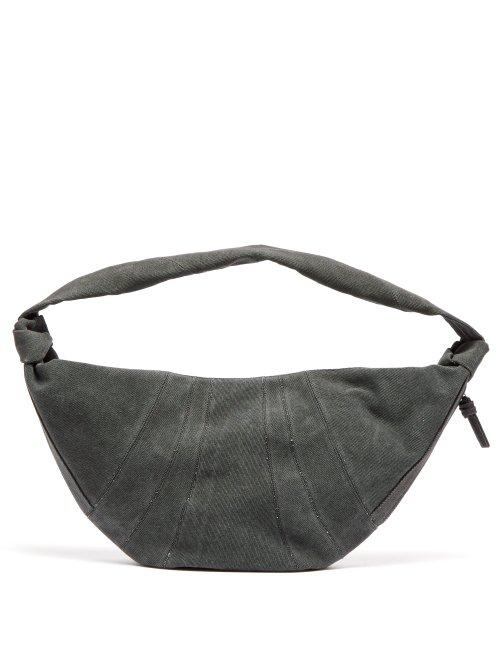 Matchesfashion.com Lemaire - Maxi Croissant Cotton Canvas Cross Body Bag - Womens - Dark Grey