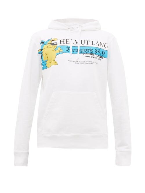 Matchesfashion.com Helmut Lang - Radio Print Cotton Hooded Sweatshirt - Mens - White