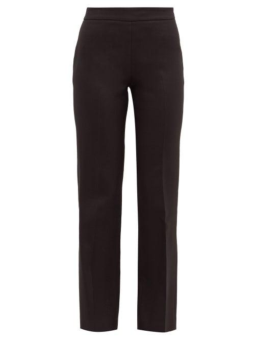 Matchesfashion.com Giambattista Valli - High-rise Cotton-blend Crepe Trousers - Womens - Black