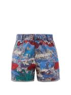 Matchesfashion.com Le Sirenuse, Positano - Burning Sun-print Cotton Shorts - Womens - Blue Print