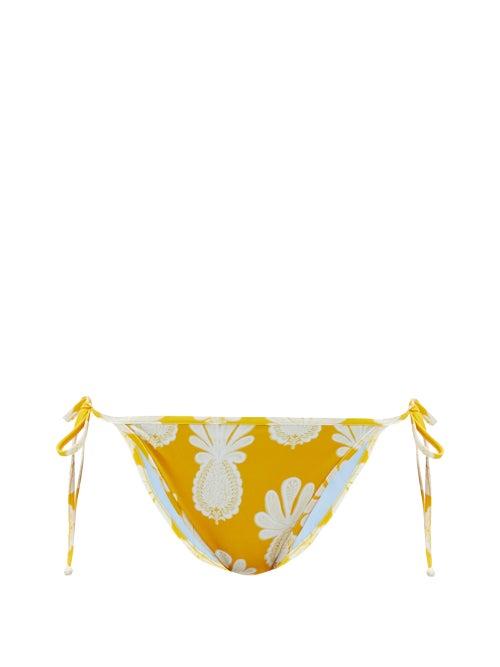 Matchesfashion.com La Doublej - Pineapple-print Side-tie Bikini Briefs - Womens - Yellow Print