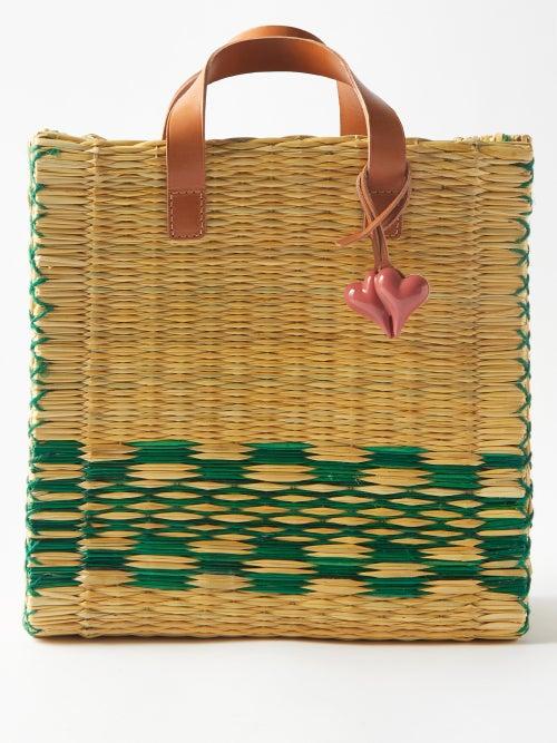 Heimat Atlantica - Chacha Rattan Tote Bag - Womens - Green Multi