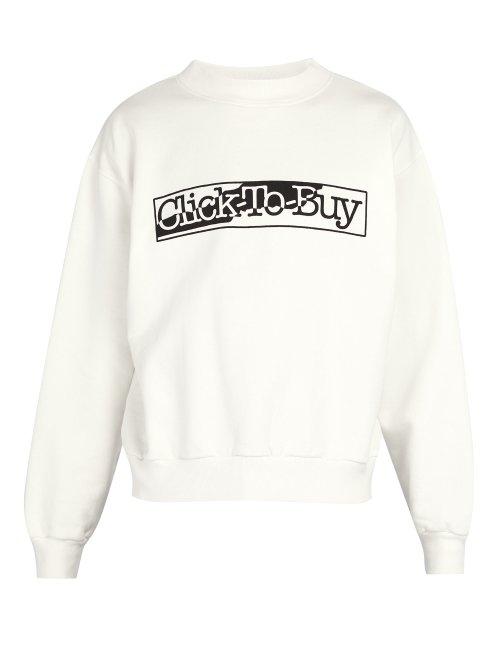 Matchesfashion.com Aries - Graphic Print Fleece Backed Cotton Sweatshirt - Mens - White