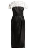 Matchesfashion.com Carolina Herrera - Embroidered Silk Organza Midi Dress - Womens - Black White