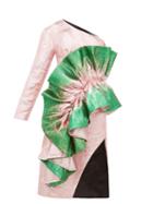 Matchesfashion.com Germanier - Asymmetric Glitter Paint Brocade Dress - Womens - Green Multi