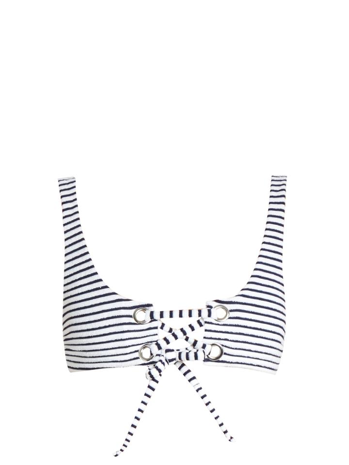Mara Hoffman Terry Stripe Tie-up Front Bikini Top