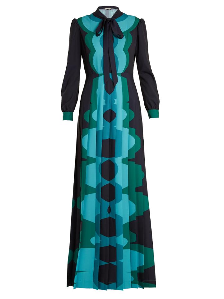 Mary Katrantzou Duritz Long-sleeved Crepe De Chine Gown