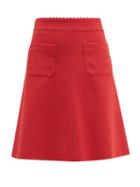 Matchesfashion.com Redvalentino - Scalloped Patch Pocket Crepe Mini Skirt - Womens - Red