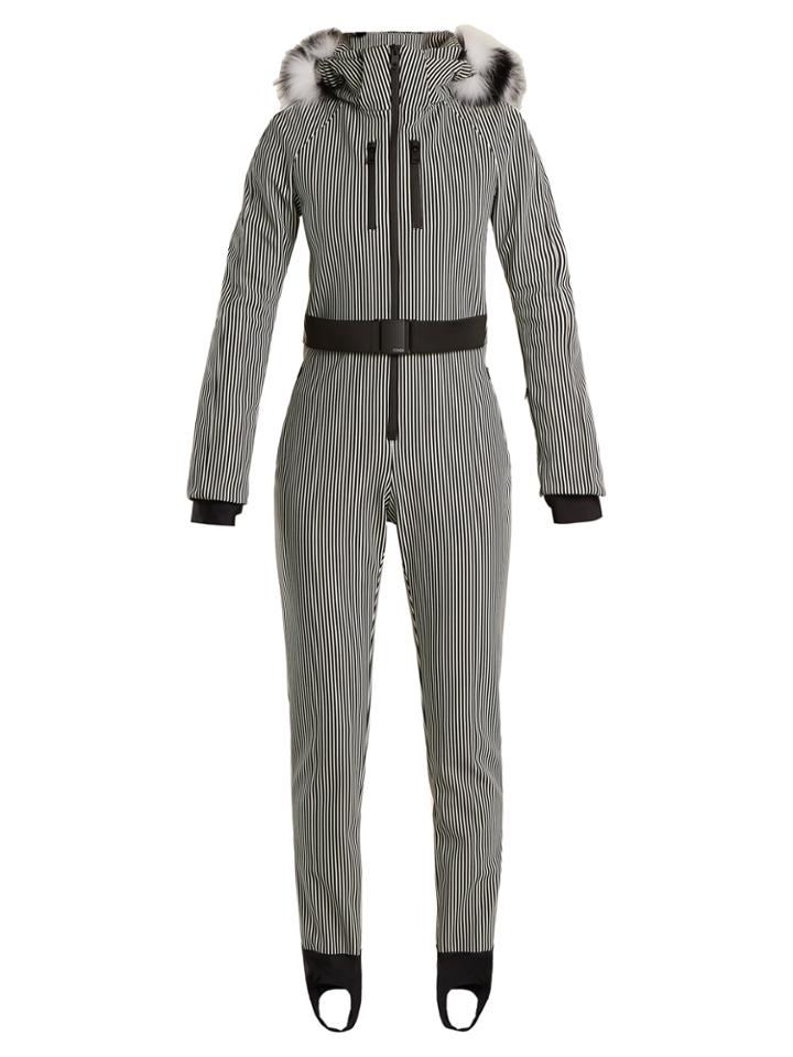 Fendi Fur-trimmed Striped Ski Jumpsuit