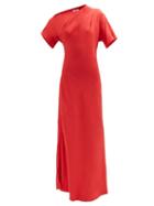 Co - Gathered Off-the-shoulder Twill Dress - Womens - Red