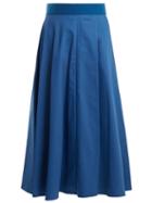 Matchesfashion.com Sportmax - Fiumana Cotton Blend Midi Skirt - Womens - Blue Stripe