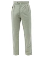 Orlebar Brown - Caldwell Pleated Slim-leg Cotton-blend Trousers - Mens - Light Green