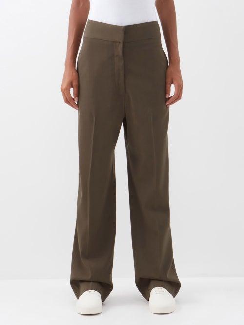 Raey - High-waist Organic-wool Tapered-leg Trouser - Womens - Khaki