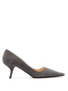 Matchesfashion.com Prada - Angular Heel Suede Pumps - Womens - Grey