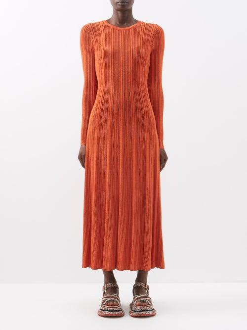 Ulla Johnson - Aliza Long-sleeved Jersey Dress - Womens - Bright Red