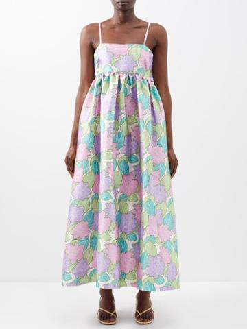 Ale Mais - Luella Empire-waist Floral-print Twill Dress - Womens - Multi