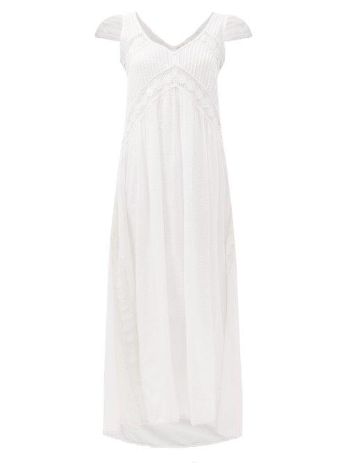Matchesfashion.com Loveshackfancy - Archer Pintucked Swiss-dot Cotton Maxi Dress - Womens - White
