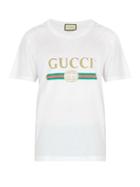 Matchesfashion.com Gucci - Fake Logo Print Cotton T Shirt - Mens - White