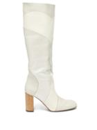 Matchesfashion.com Ssone - Tina Patchwork Leather Knee High Boots - Womens - White
