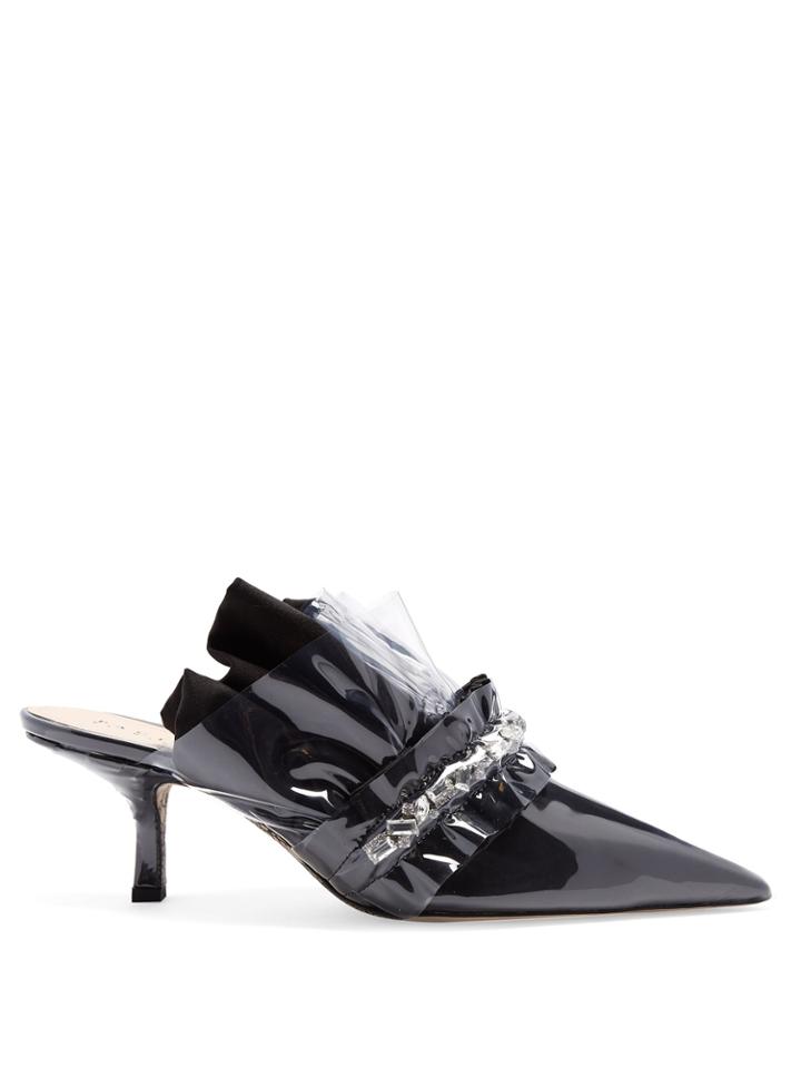 Paciotti By Midnight Crystal Embellished Kitten-heel Mules