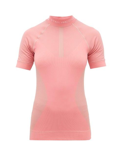 Matchesfashion.com Adidas By Stella Mccartney - Cutout High-neck Stretch-jersey Top - Womens - Pink