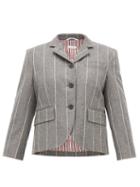 Matchesfashion.com Thom Browne - Chalk Striped Wool Twill Single Breasted Blazer - Womens - Grey