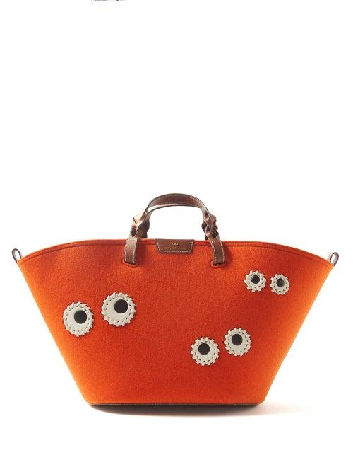 Anya Hindmarch - Multi Eyes Felt Tote Bag - Womens - Orange