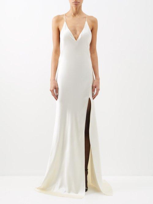 Nili Lotan - Katie Backless Silk-satin Gown - Womens - Ivory