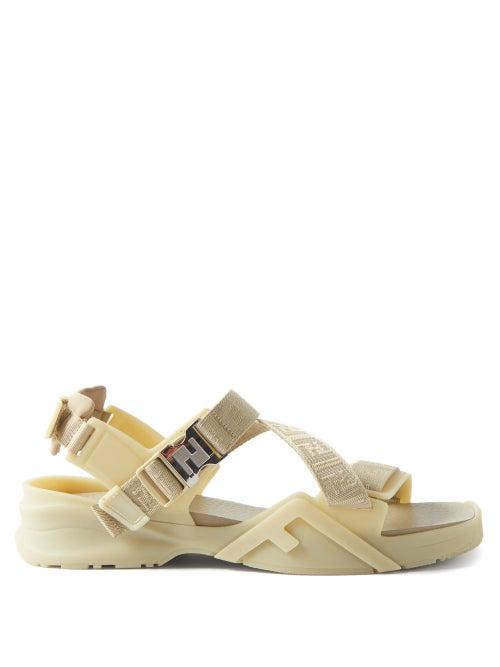 Fendi - Ff-jacquard Canvas Sandals - Mens - Beige