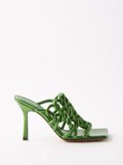 Bottega Veneta - Stretch Square-toe Woven-leather Mules - Womens - Green