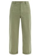 Matchesfashion.com Toogood - The Bricklayer Cotton-blend Cropped Trousers - Mens - Green