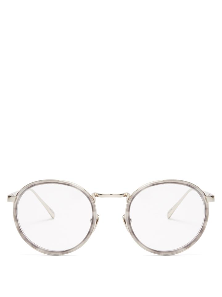 Linda Farrow Round-frame White-gold Plated Glasses