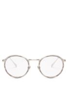 Linda Farrow Round-frame White-gold Plated Glasses