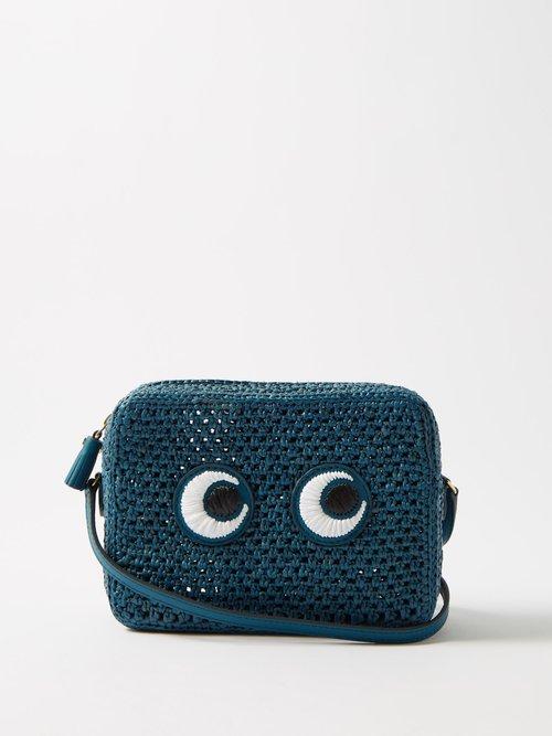 Anya Hindmarch - Eyes Raffia Cross-body Bag - Womens - Blue