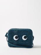 Anya Hindmarch - Eyes Raffia Cross-body Bag - Womens - Blue