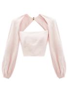 Ladies Rtw Mara Hoffman - Moon Balloon-sleeve Hemp Cropped Top - Womens - Light Pink
