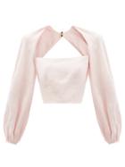 Ladies Rtw Mara Hoffman - Moon Balloon-sleeve Hemp Cropped Top - Womens - Light Pink