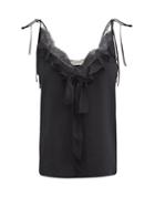 Alexander Mcqueen - Lace-trim Tie-strap Silk-satin Cami Top - Womens - Black