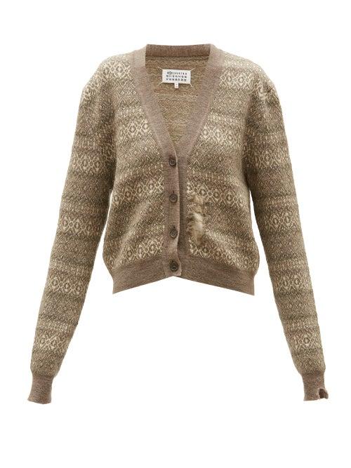 Maison Margiela - Distressed Fair Isle Cardigan - Womens - Brown Multi