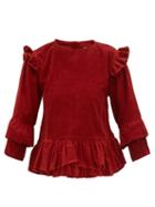 Matchesfashion.com Story Mfg - Amla Ruffled Cotton Corduroy Top - Womens - Red Multi