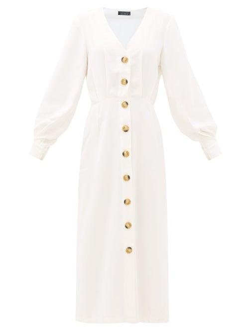 Matchesfashion.com Haight - Camila Pleated Midi Dress - Womens - White