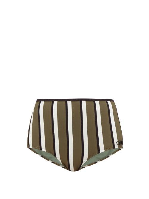 Matchesfashion.com Solid & Striped - The Brigitte Striped Bikini Briefs - Womens - Green Stripe