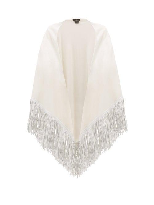 Matchesfashion.com Babjades - Leather Fringed Cashmere Shawl - Womens - White