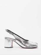 Maison Margiela - Tabi Split-toe Leather Slingback Pumps - Womens - Silver