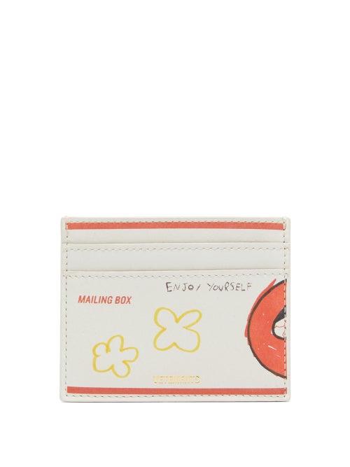Matchesfashion.com Vetements - Printed Leather Cardholder - Womens - White Multi